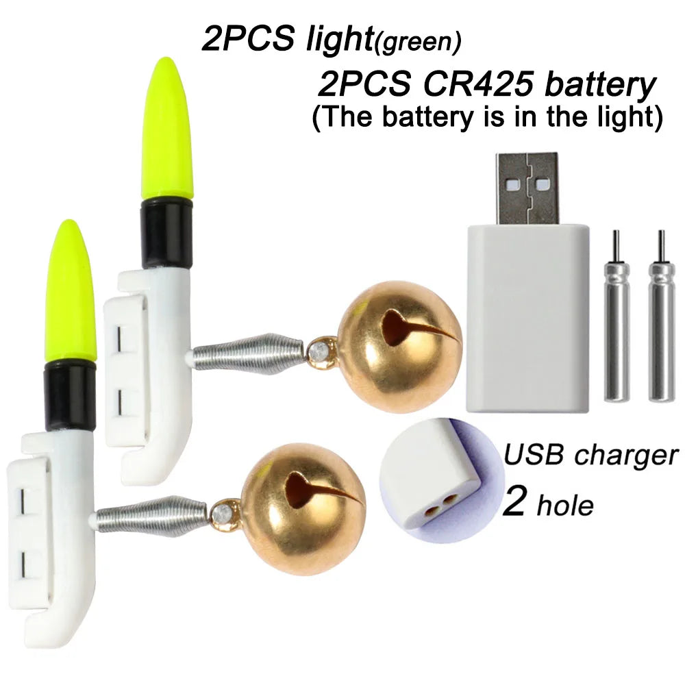 Fishing Light Stick Clip Rod Bell Luminous LED CR425 3.6V Battery USB Charge Tackle Night Bright Fish Bite Alarm Flash Lamp. Night fishing