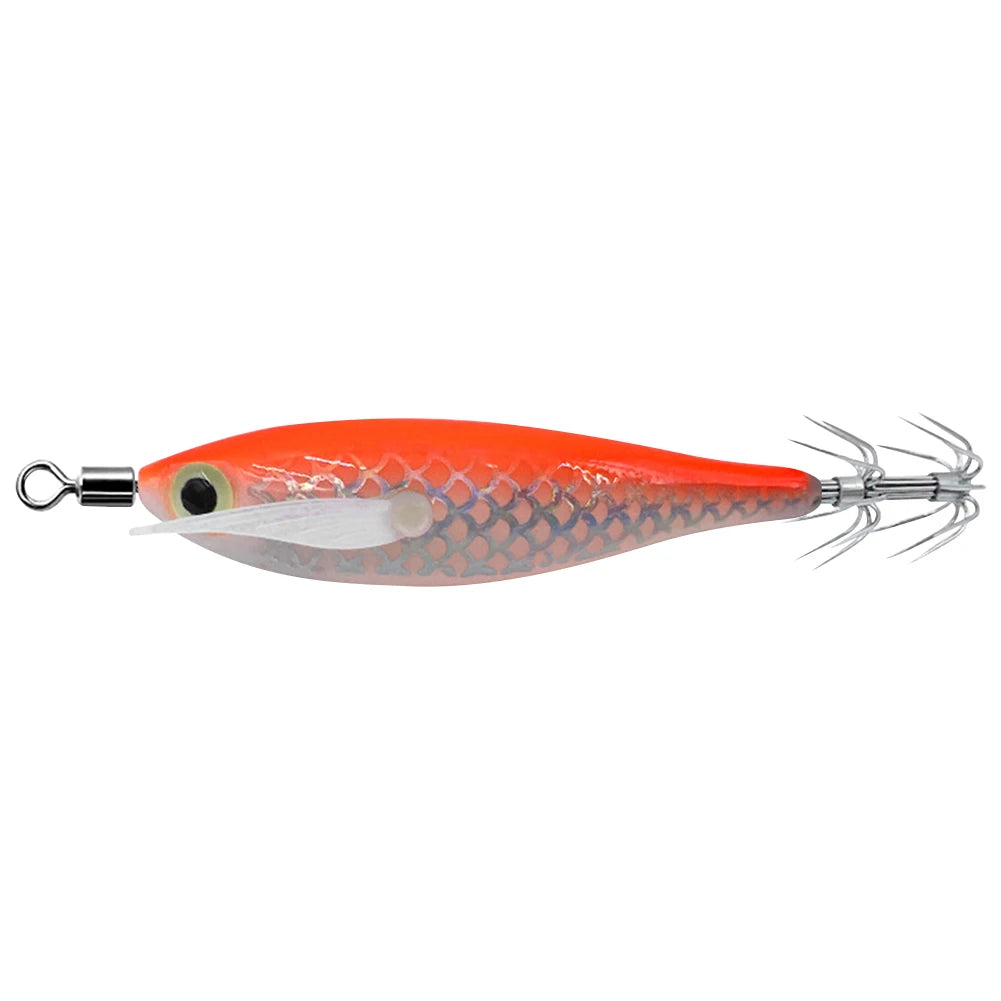 1Pc 7.5cm/8cm Laser Luminous Squid Jig Floating Horizontal Wood Shrimp Egi Lure Squid Jigging Shrimp Hooks Fishing Octopus Baits