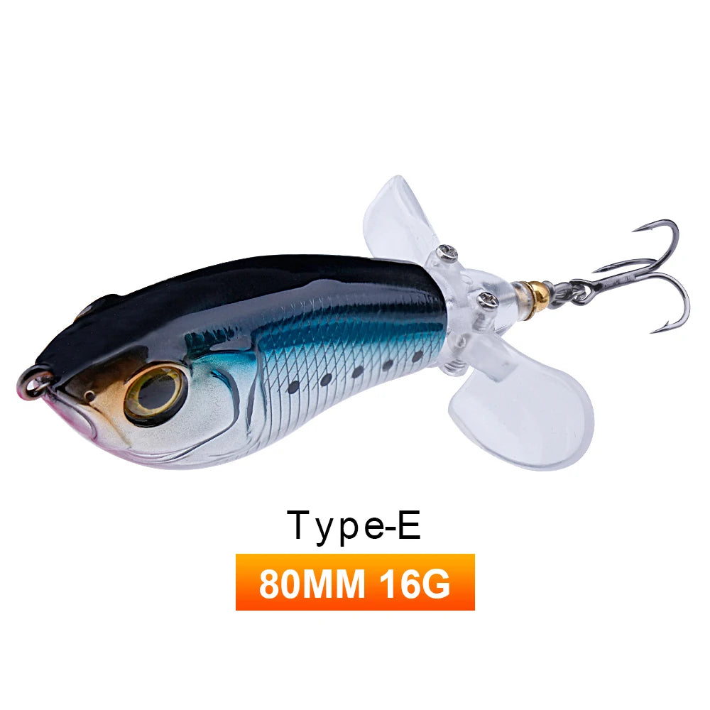 TREHOOK 9g/8g/14g/17g/24g Topwater Whopper Popper Fishing Lures Rotating Double Propeller Tail Artificial Bait Floating Wobblers