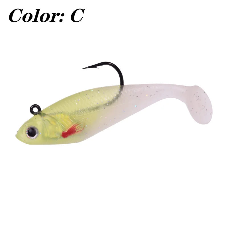 1PCS Jig Head T Tail Silicone Soft Bait 75mm 9.5g Fishing Wobbler Lures Artificial Rubber Baits for Sea Bass Carp Spoon Tackle