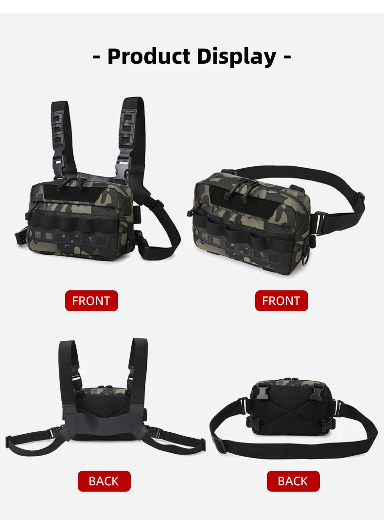 Fishing Vest Bag Men's Camo Fishing Lures Utility Tackle Chest Bags Waist Pack Outdoor Mountaineering Camping Hiking EDC Hunting