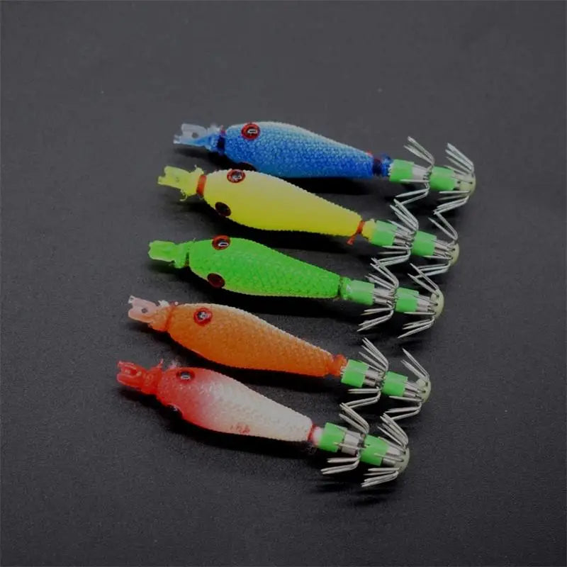 Glow Blowing Tube Fishing Hook Soft Squid Hook Glow Squid Hook Sea Fishing Biomimetic Bait. Night fishing