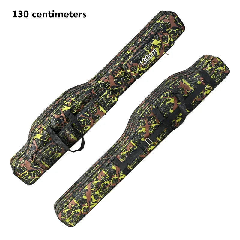 1.3m/1.5m 2-layer foldable large belly sea fishing bag, double shoulder fishing rod bag, outdoor storage tool kit for fishing