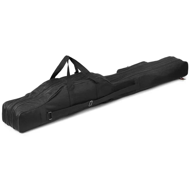 Lixada 3 Layers Fishing Pole Bag Portable Folding Rod Carry Case Fishing Reel Tackle Storage Bag Case