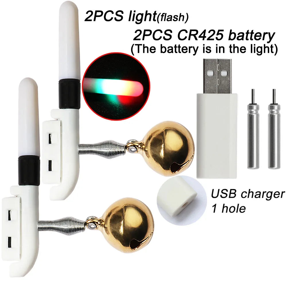 Fishing Light Stick Clip Rod Bell Luminous LED CR425 3.6V Battery USB Charge Tackle Night Bright Fish Bite Alarm Flash Lamp. Night fishing