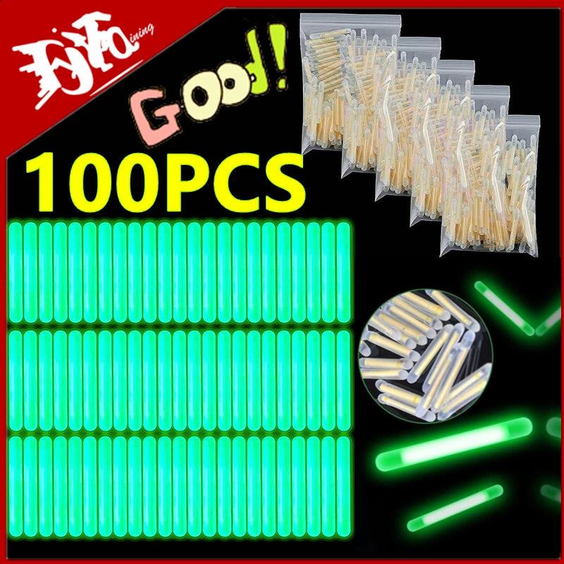 New 2.2-4.5mm Night Fishing Float Rod Lights Dark Glow Stick Useful Fishing Fluorescent Light Glow sticks Accessories 100/50PCS. Night fishing