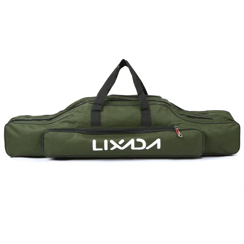 Lixada 3 Layers Fishing Pole Bag Portable Folding Rod Carry Case Fishing Reel Tackle Storage Bag Case