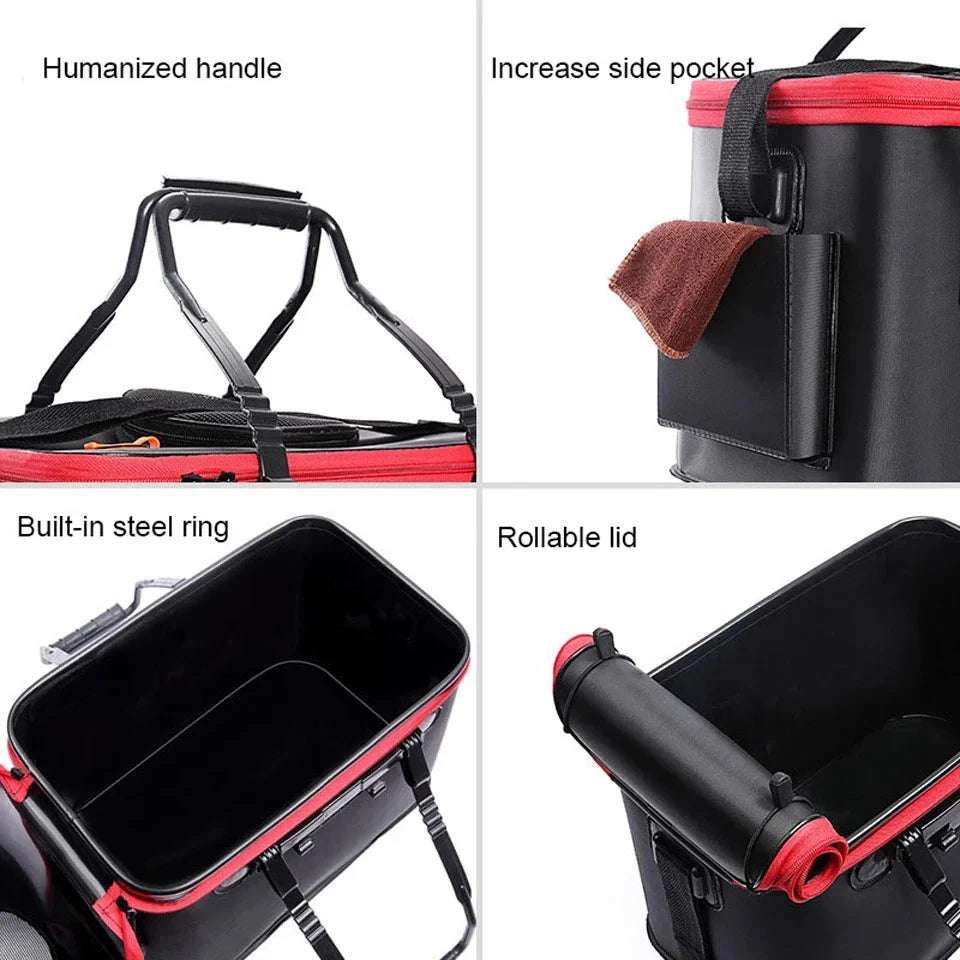 Portable Fishing Bag Collapsible Fishing Bucket Live Fish Box Camping Water Container Pan Basin Fishing Tackle Storage Bag