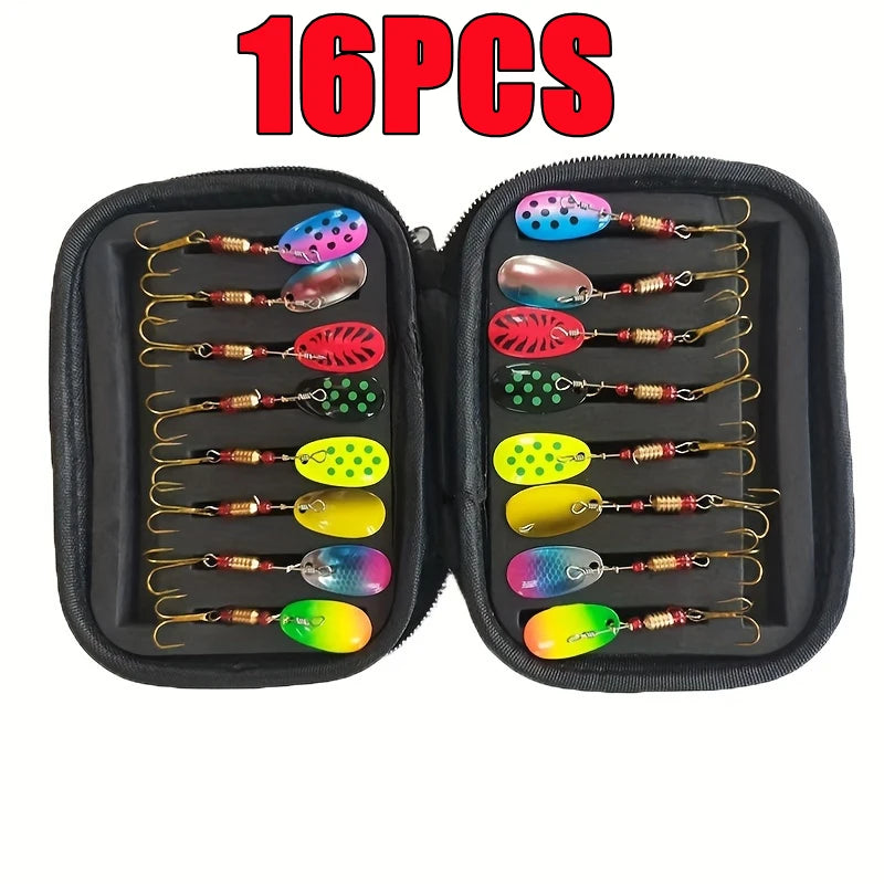 16PCS/10PCS Waterdrop Metal Spoon Spinner Fishing Lure Set with Hook Artificial Bait Kit Crankbaits for Freshwater and Saltwater