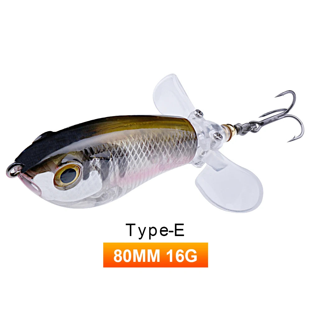 TREHOOK 9g/8g/14g/17g/24g Topwater Whopper Popper Fishing Lures Rotating Double Propeller Tail Artificial Bait Floating Wobblers