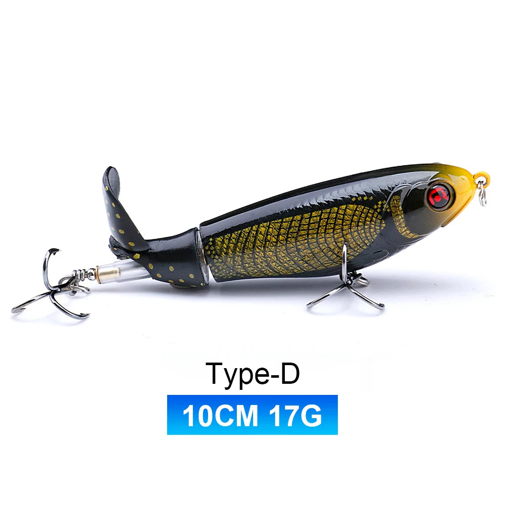 TREHOOK 9g/8g/14g/17g/24g Topwater Whopper Popper Fishing Lures Rotating Double Propeller Tail Artificial Bait Floating Wobblers