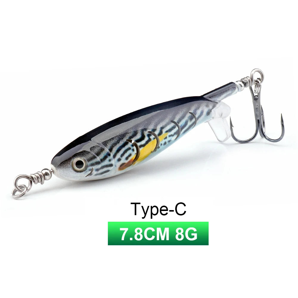 TREHOOK 9g/8g/14g/17g/24g Topwater Whopper Popper Fishing Lures Rotating Double Propeller Tail Artificial Bait Floating Wobblers