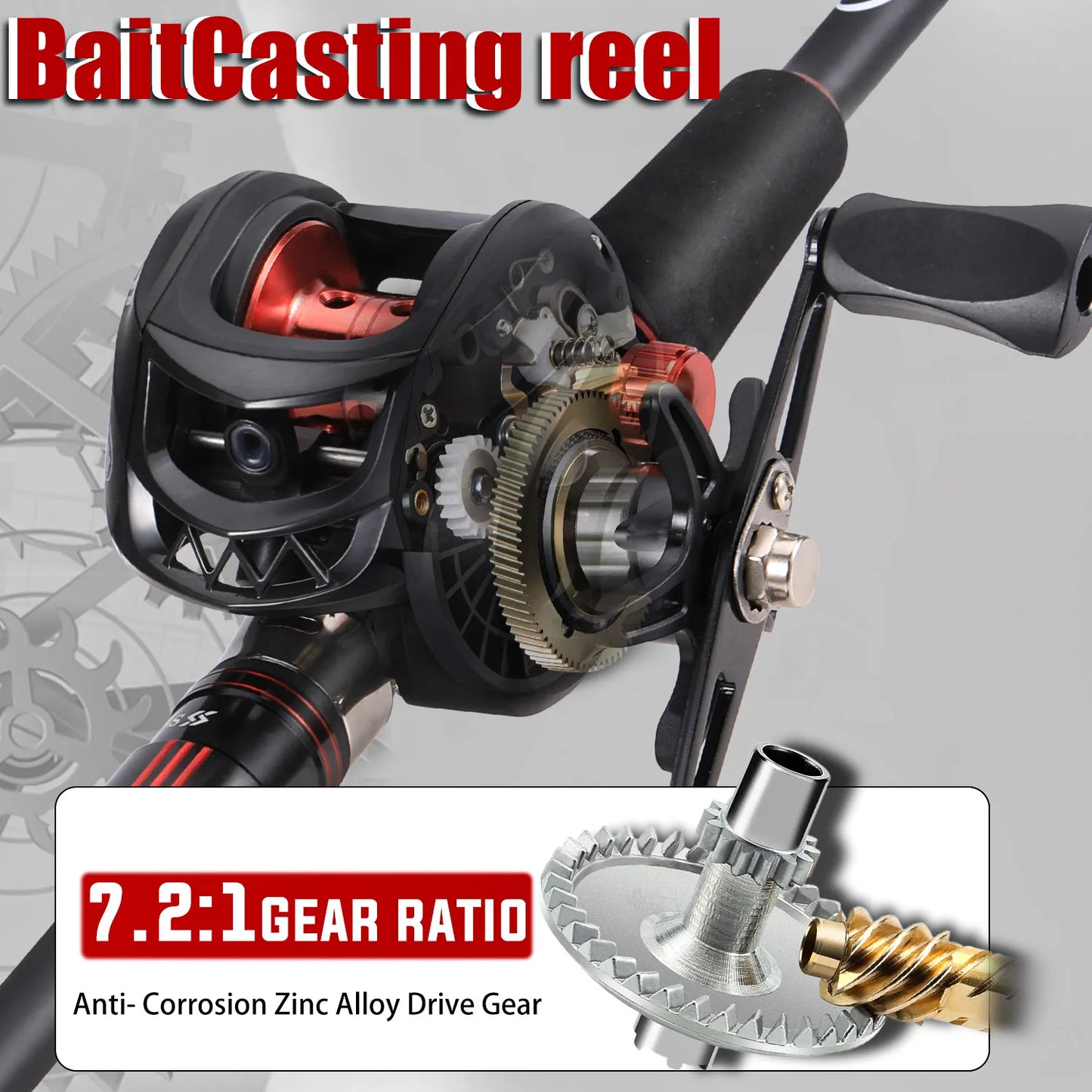 Combo Fishing Rod + Reel Sougayilang 1.8~2.1m Carbon Fiber Casting Rod and 7.2:1 Gear Ratio Baitcasting Ree Max Drag 10kg