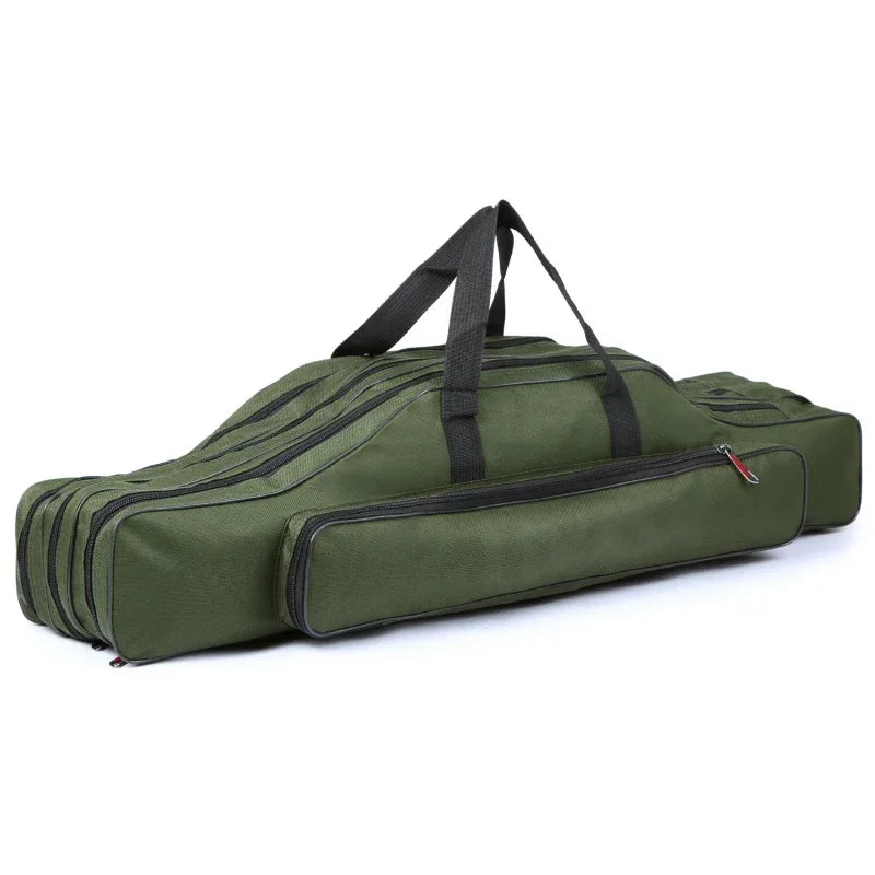 Lixada 3 Layers Fishing Pole Bag Portable Folding Rod Carry Case Fishing Reel Tackle Storage Bag Case