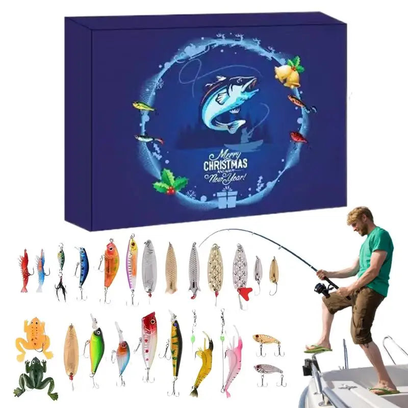 Fishing Tackle Advent Calendar Fishing Lures Set Fishing Gear Countdown Calendar Adults Kids Men Women Christmas Fish Bait Gifts