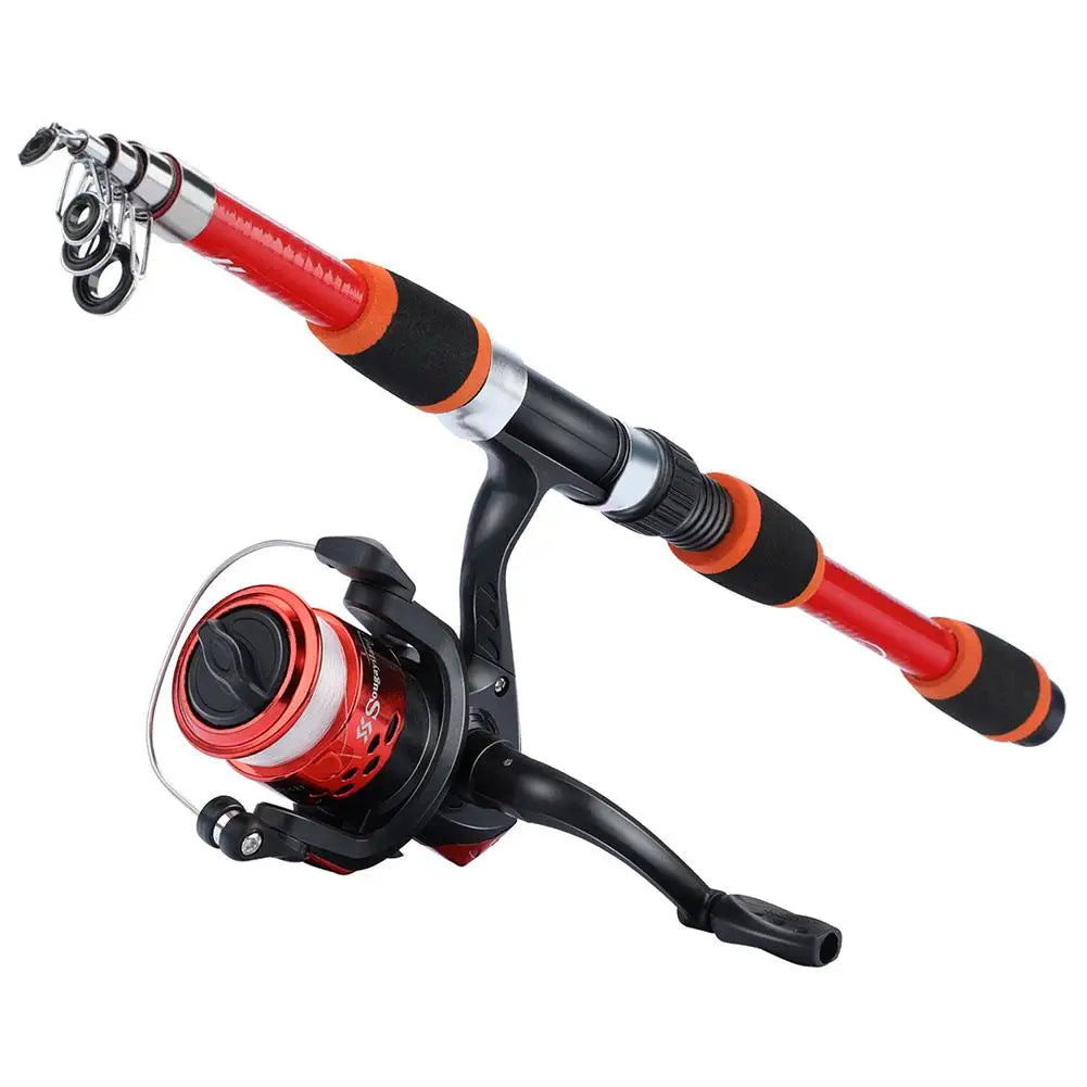 Combo Fishing Rod + Reel Portable 1.8m Telescopic Fishing Rod 5.5:1 Gear Ratio