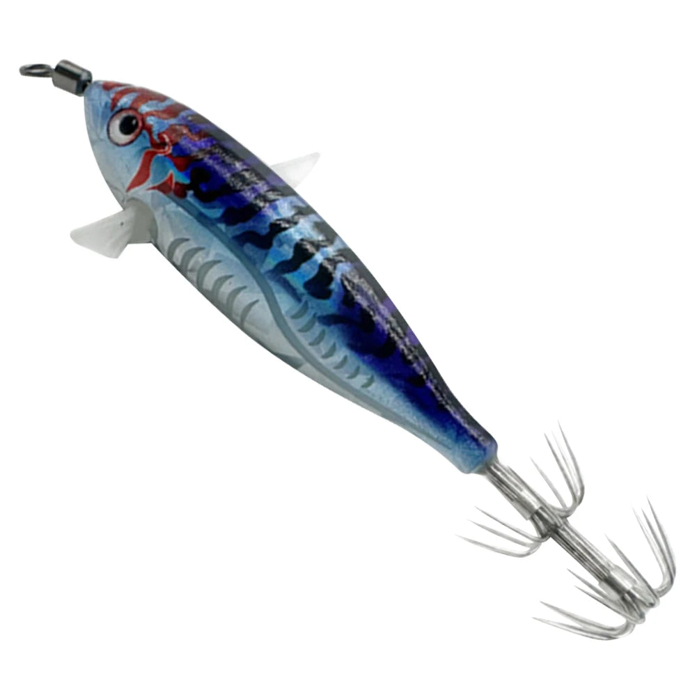 1Pc 7.5cm/8cm Laser Luminous Squid Jig Floating Horizontal Wood Shrimp Egi Lure Squid Jigging Shrimp Hooks Fishing Octopus Baits