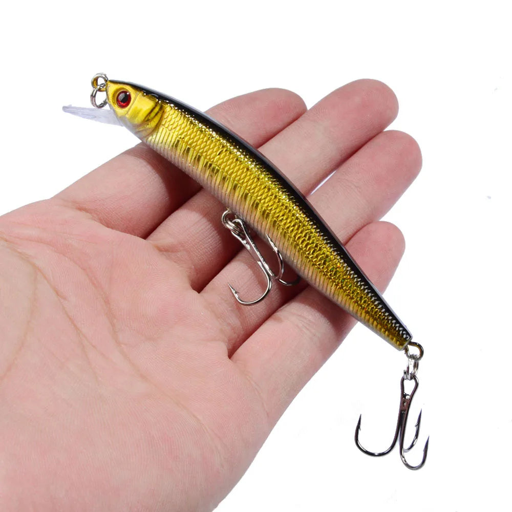 1Pcs Minnow Fishing Lure 95mm 8g Floating Hard Bait Wobbler Jig Bait Crankbait Carp Striped bass Pesca Fishing tackle SwimBait