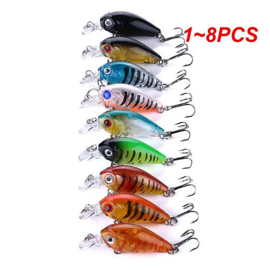 1~8PCS Mixed Colors Minnow Fishing Lures Set 4.5cm 3.5g Mini Crank Wobblers With Treble Hooks Tackle Topwater Swim Crankbaits