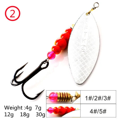 FTK 1PC Spinner Bait 3.2g 4.3g 6.1g 9.6g 13.6g Spinner Bait Spoon Fishing Bass Lure With Treble Hook Tackle High Quality