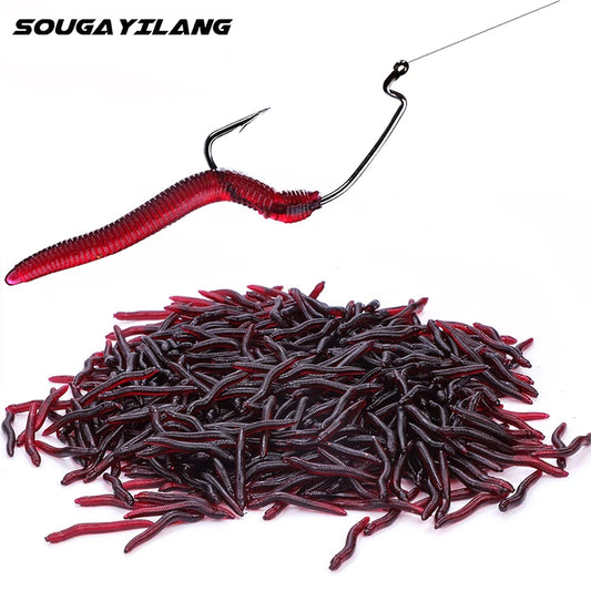 Sougayilang 50-200pcs Soft Fishing Lure Simulation Worm 4cm 0.3g Artificial Lifelike Lures Fishy Smell Bass Lure Fishing Tackle