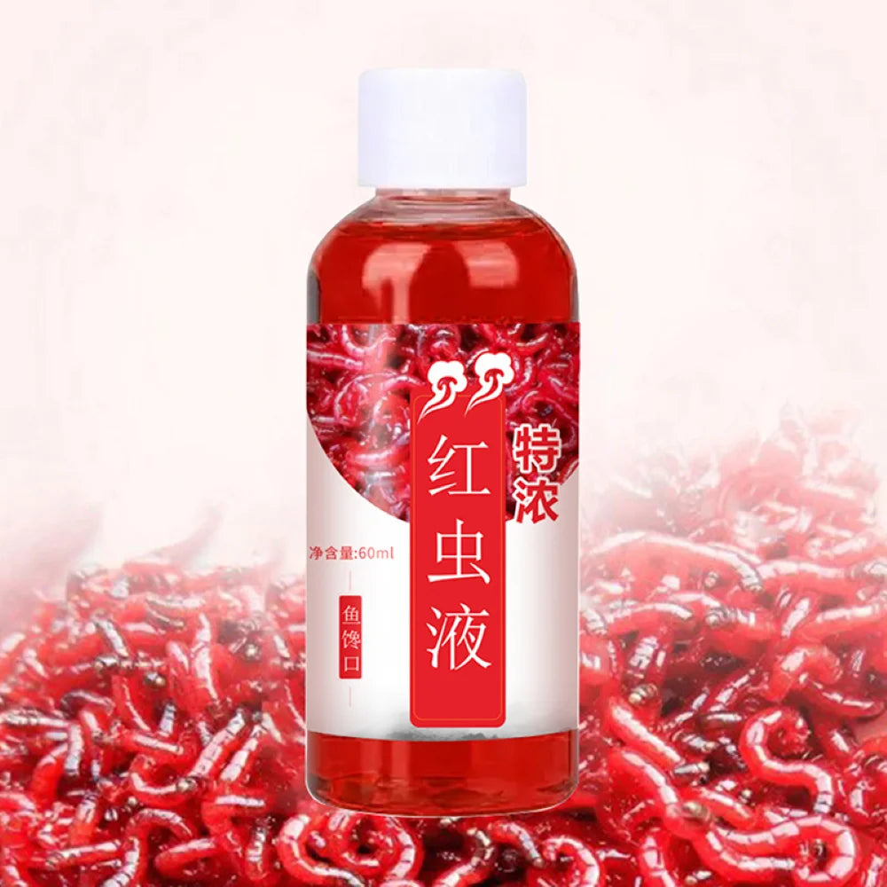 60ML Liquid Blood Worm Scent Fish Attractant Concentrated Red Worm Liquid Fish Bait Additive Perch Catfish Fishing Accessories