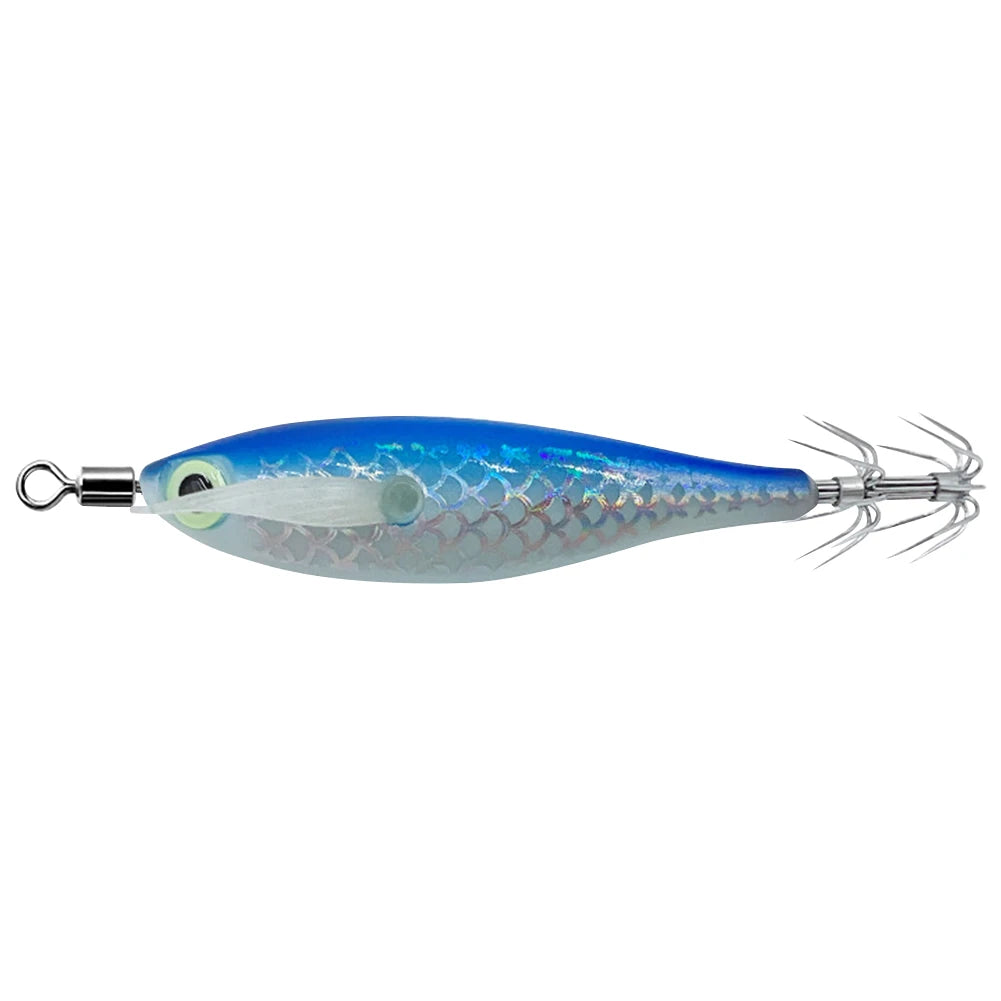 1Pc 7.5cm/8cm Laser Luminous Squid Jig Floating Horizontal Wood Shrimp Egi Lure Squid Jigging Shrimp Hooks Fishing Octopus Baits