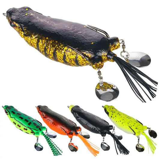 Silicone Giant Frogs Simulation Fishing Bait Strengthen Double Ring Sequins Colored Silk 9cm 25g Modified Casting Fishing Lure