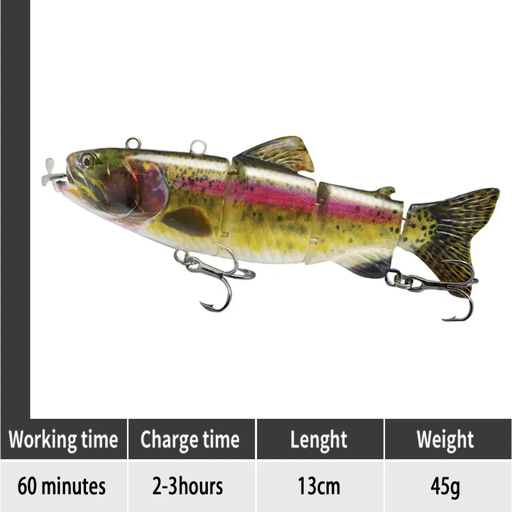 90mm mini Automatic Swimming Robotic Electric Fishing Lure Multi Jointed Bait Auto Swimbait USB LED Light Wobbler for pike