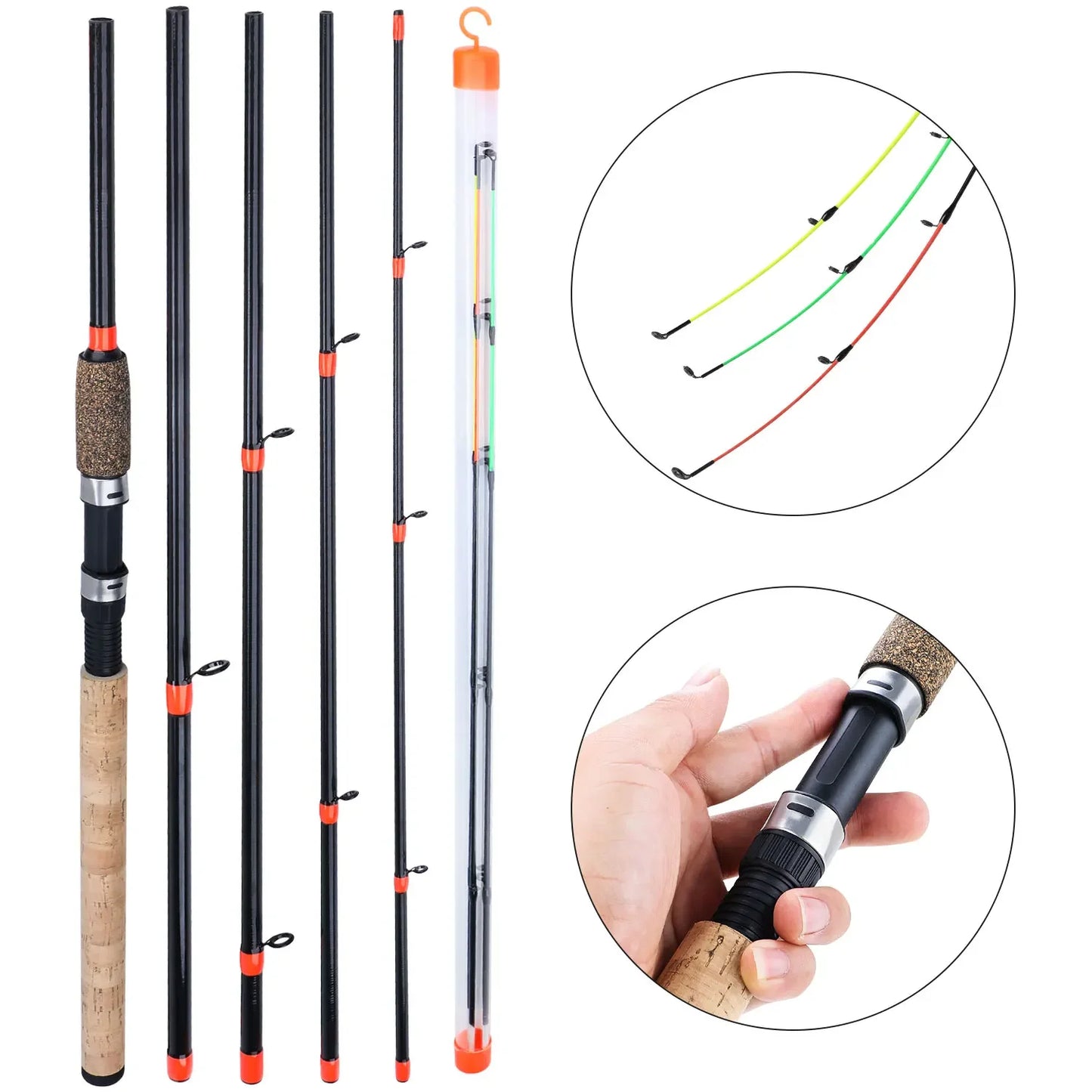 Sougayilang 3M Feeder Fishing Rod Cork Handle Carbon Fibre Spinning Fishing Rods L M H Power 30-120g Lure Weight Carp Pole Pesca