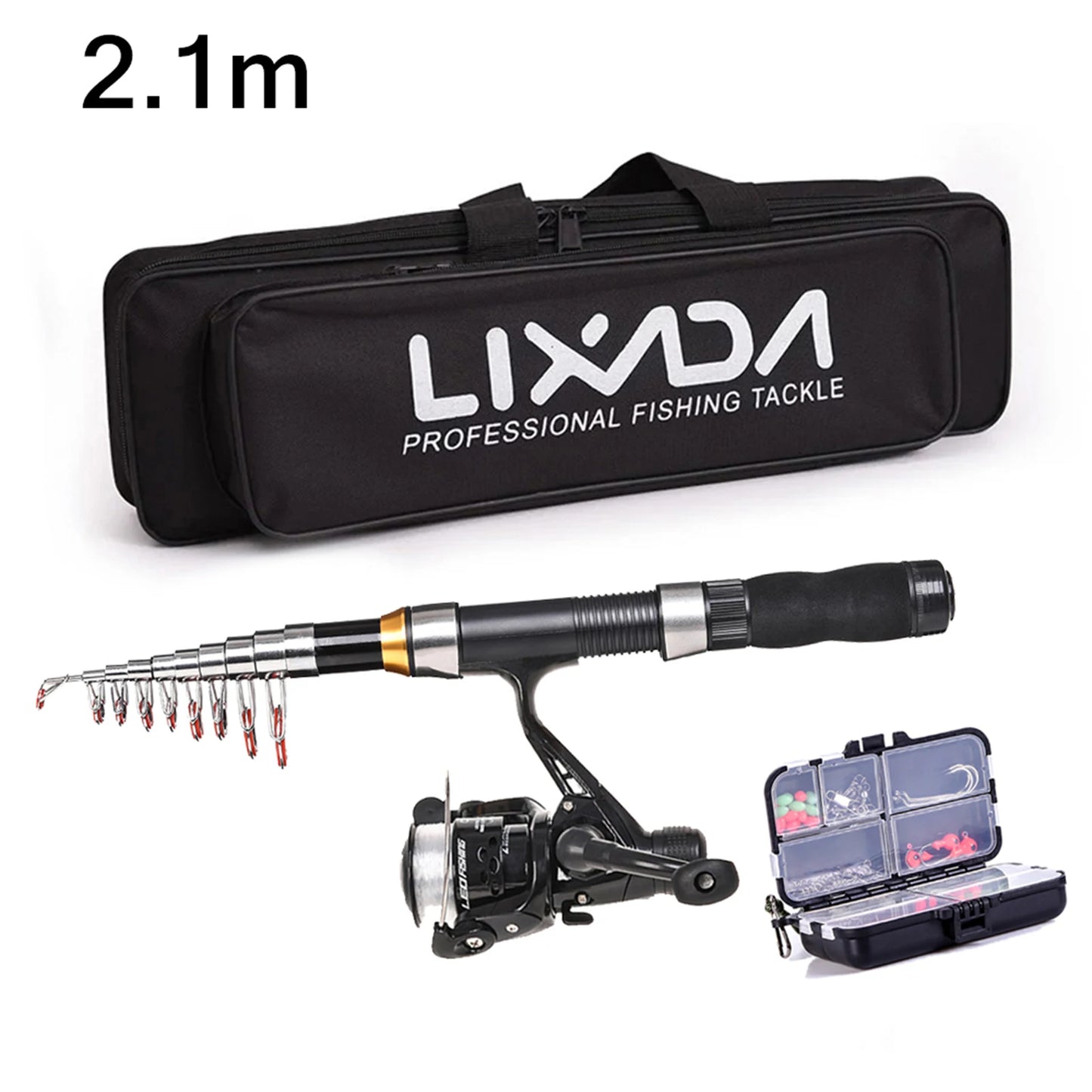 Combo Fishing Rod + Reel Lixada 2.1m 2.3 m Telescopic  Bag Case Pesca Gear Set