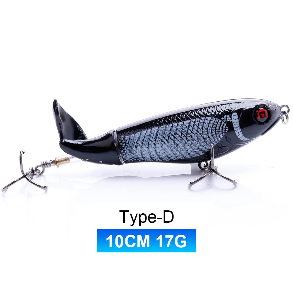 TREHOOK 9g/8g/14g/17g/24g Topwater Whopper Popper Fishing Lures Rotating Double Propeller Tail Artificial Bait Floating Wobblers