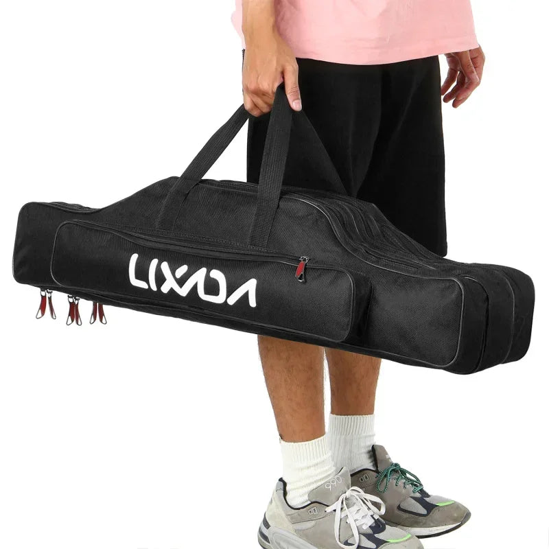 Lixada 3 Layers Fishing Pole Bag Portable Folding Rod Carry Case Fishing Reel Tackle Storage Bag Case