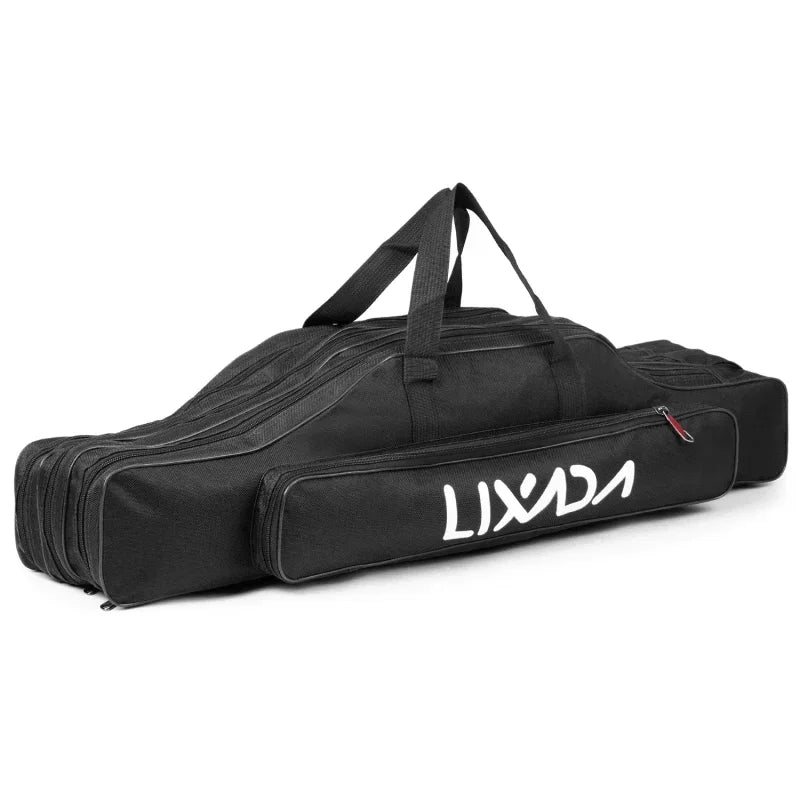 Lixada 3 Layers Fishing Pole Bag Portable Folding Rod Carry Case Fishing Reel Tackle Storage Bag Case