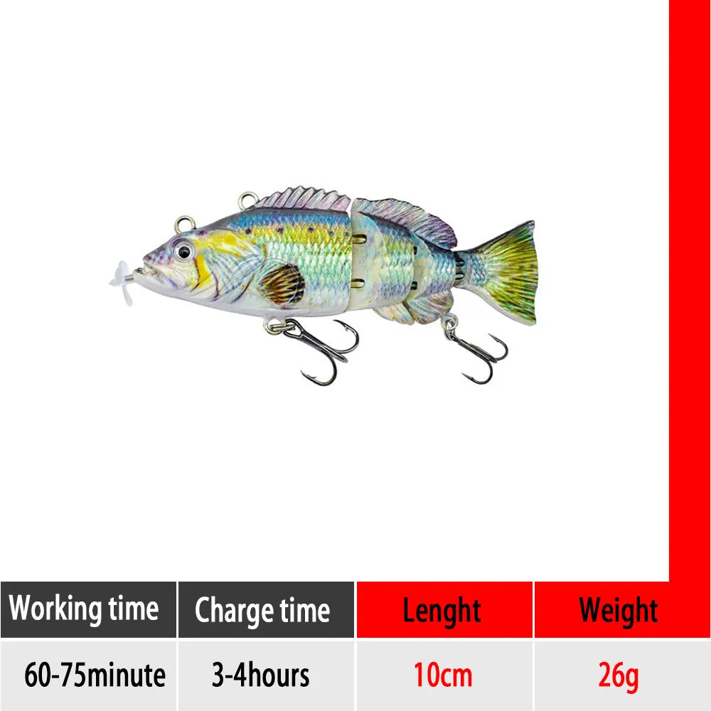 90mm mini Automatic Swimming Robotic Electric Fishing Lure Multi Jointed Bait Auto Swimbait USB LED Light Wobbler for pike