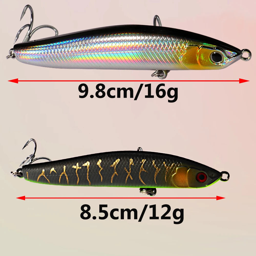 Sinking Pencil Bait 16g 9.8cm Wobbler 12g 8.5cm Popper Weight Transfer Pesca Swimbait Cast Minnow Silicone Tackle Fishing Lure