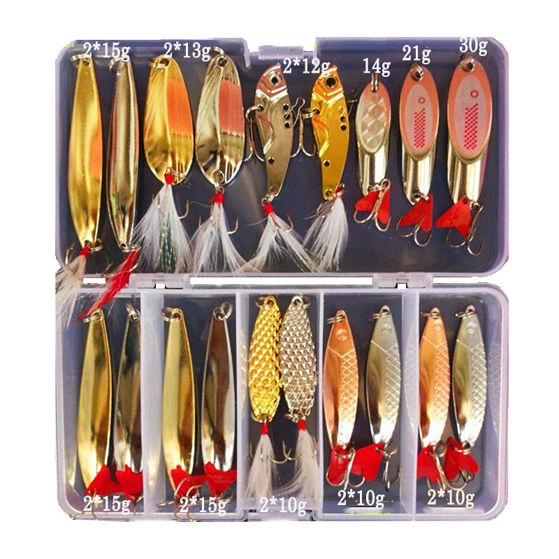 Hot Brilliant Metal Jig Spoon Fishing Lure Set 10/20/25/35pcs Wobblers Kit Pike Spoon Bait Fishing Tackle Pesca Isca Artificial