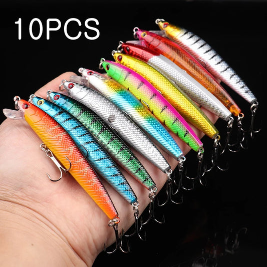 10/5Pcs Minnow Fishing Lures Floating Hard Bait 95mm 7g Artificial Bait Wobbler Crankbait Carp Perch Pesca Fishing Tackle