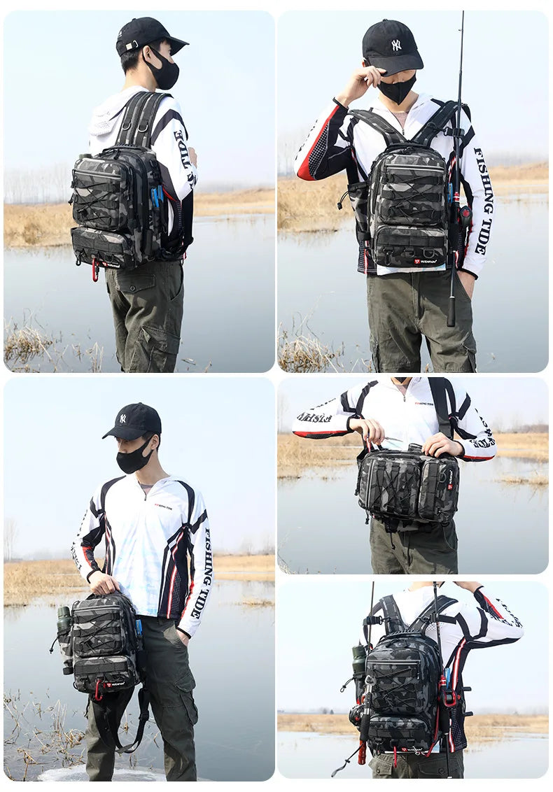 Luya Bag Double Shoulder Single Shoulder Back Waterproof Multi-functional Fishing Outdoor Equipment Fishing Gear Bag