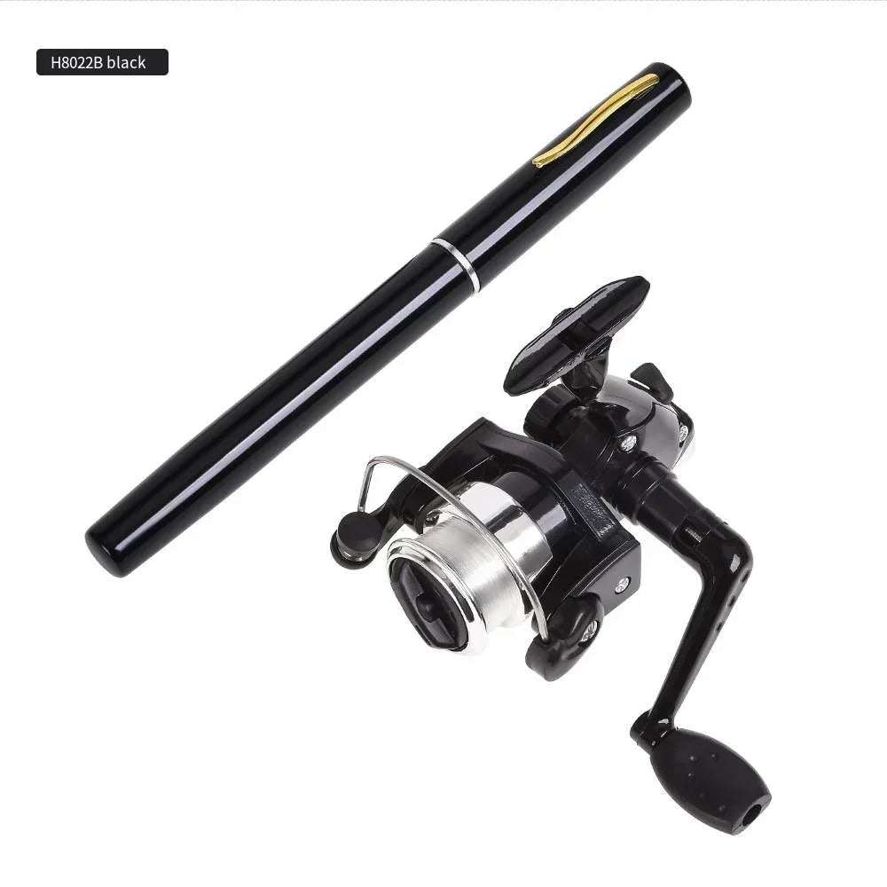 20cm Portable Pocket Telescopic Mini Fishing Pole Pen Shape Folded Fishing Rod with Reel Wheel Portable Mini Fishing Rod