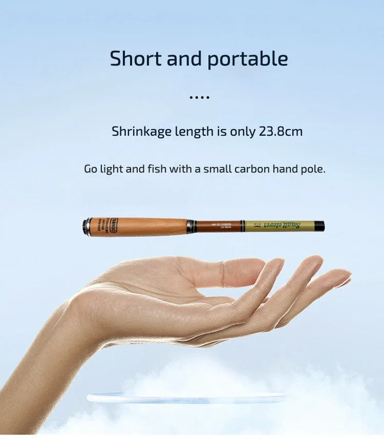 1.2M 1.5M 1.8M Fishing Rod Ultra-Short Section Shrinkage 23cm Super Light and Super Hard Carbon Pole Rod Pocket Mini Rod