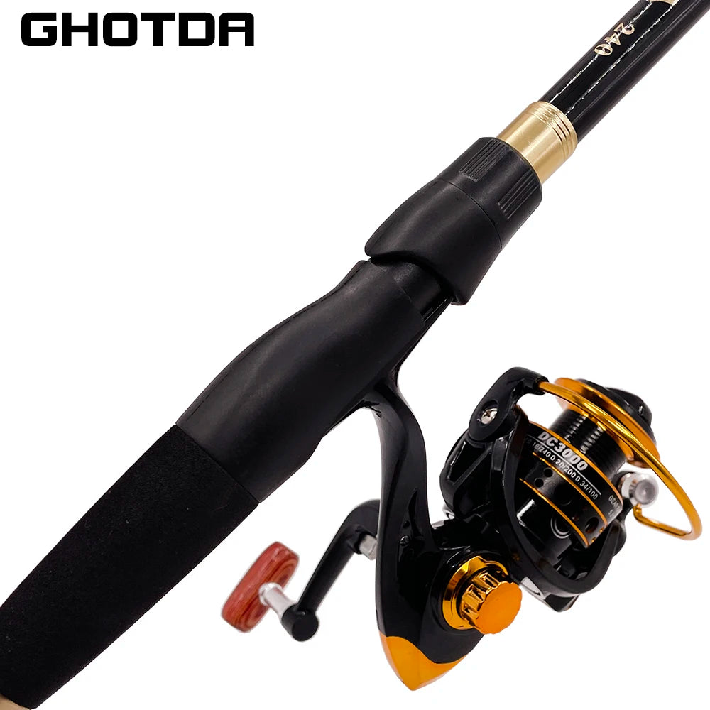 Combo Fishing Rod + Reel Ghotda 1.6-2.4M Telescopic High Speed Reel DC1000/2000/3000/4000Series