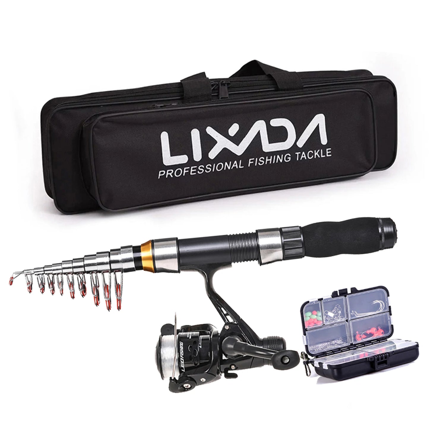 Combo Fishing Rod + Reel Lixada 2.1m 2.3 m Telescopic  Bag Case Pesca Gear Set