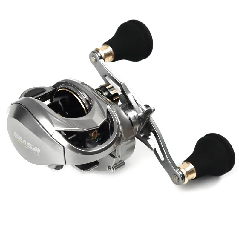 Seasir Megacuda Baitcasting Reel Drag 15KG Deep Spool 6.5:1 Aluminum Frame Carbon Side Double Handle Jigging Metal Reel Seawater