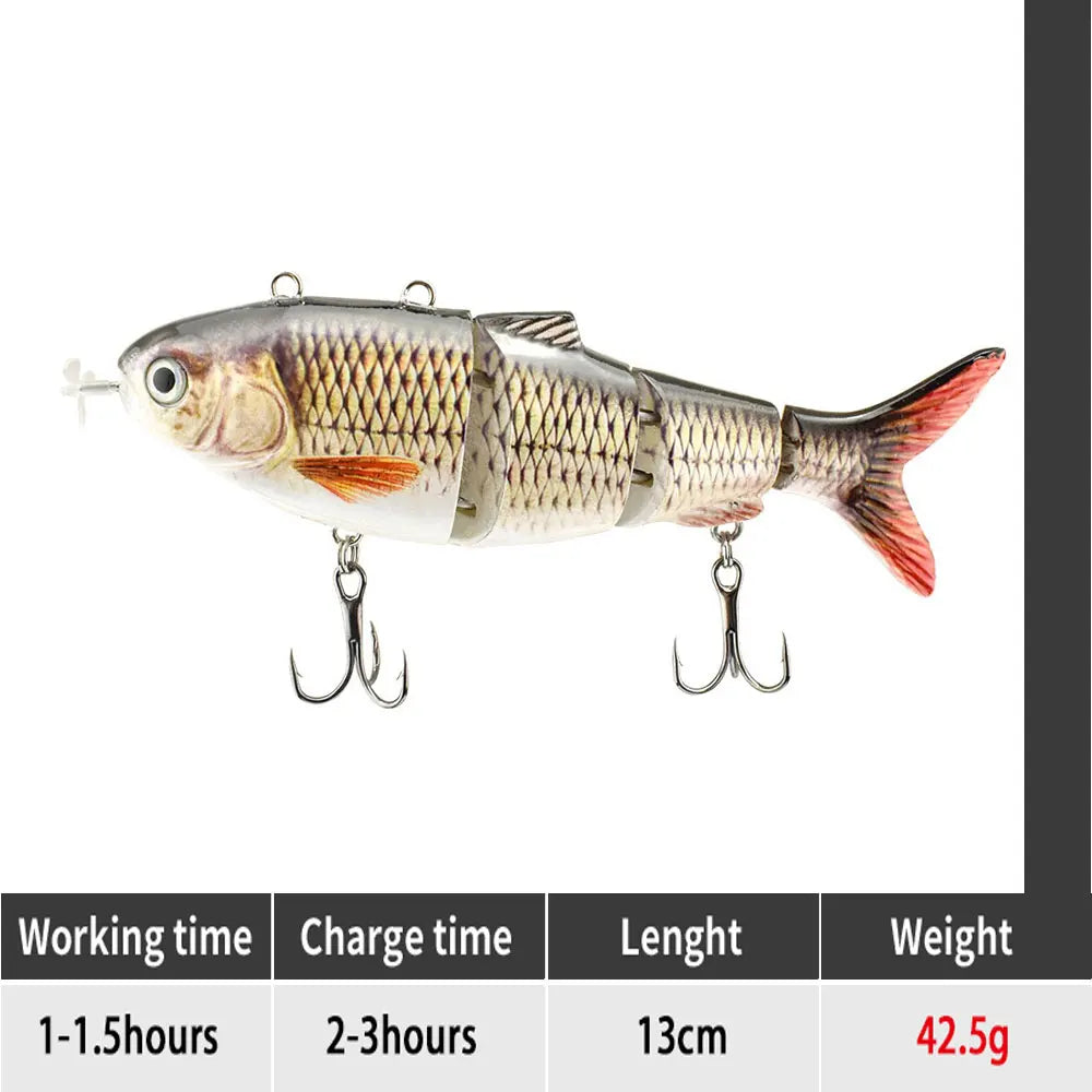 90mm mini Automatic Swimming Robotic Electric Fishing Lure Multi Jointed Bait Auto Swimbait USB LED Light Wobbler for pike