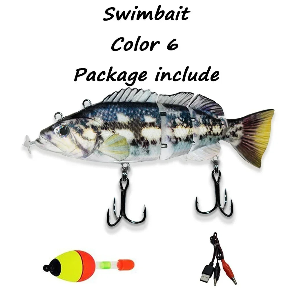 New 13CM Robotic Fishing Lure Electric Auto Swimming Bait 4-Segment Wobbler Outdoor Sport Swimbait USB Rechargeable Accessories