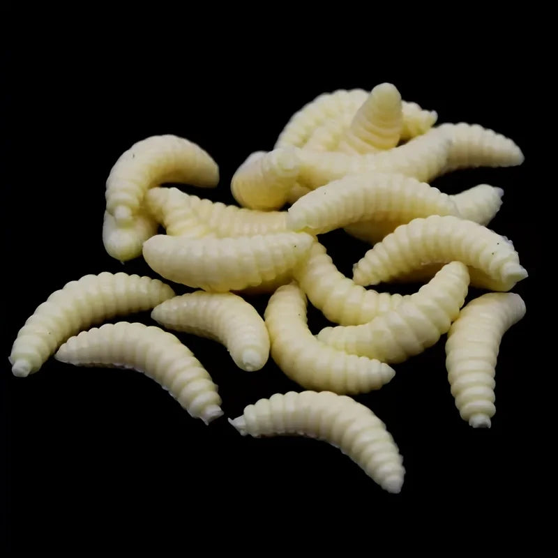 50pcs Soft Worm Bread Worm Maggot Soft Bait Fish Bait Horse Mouth Fish Bait Fishing Bionic Bait Bread Worm Without A Hook