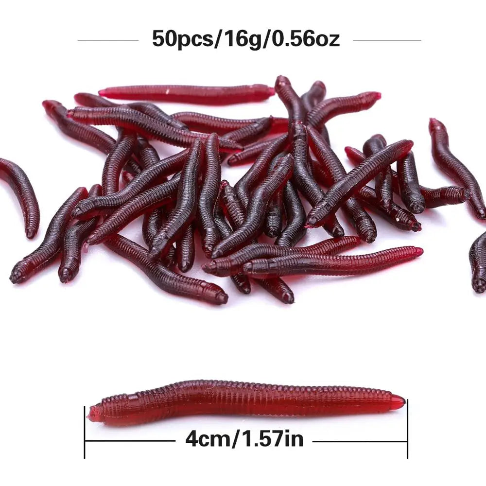 Sougayilang 50-200pcs Soft Fishing Lure Simulation Worm 4cm 0.3g Artificial Lifelike Lures Fishy Smell Bass Lure Fishing Tackle