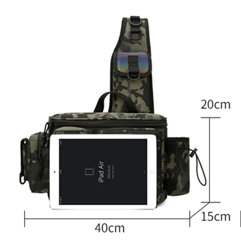 New Fishing Tackle Backpack Lure Box Gear Storage Bag Fanny Pack for Men Fly Fishing Backpack with Rod Holder Sling Shoulder Bag