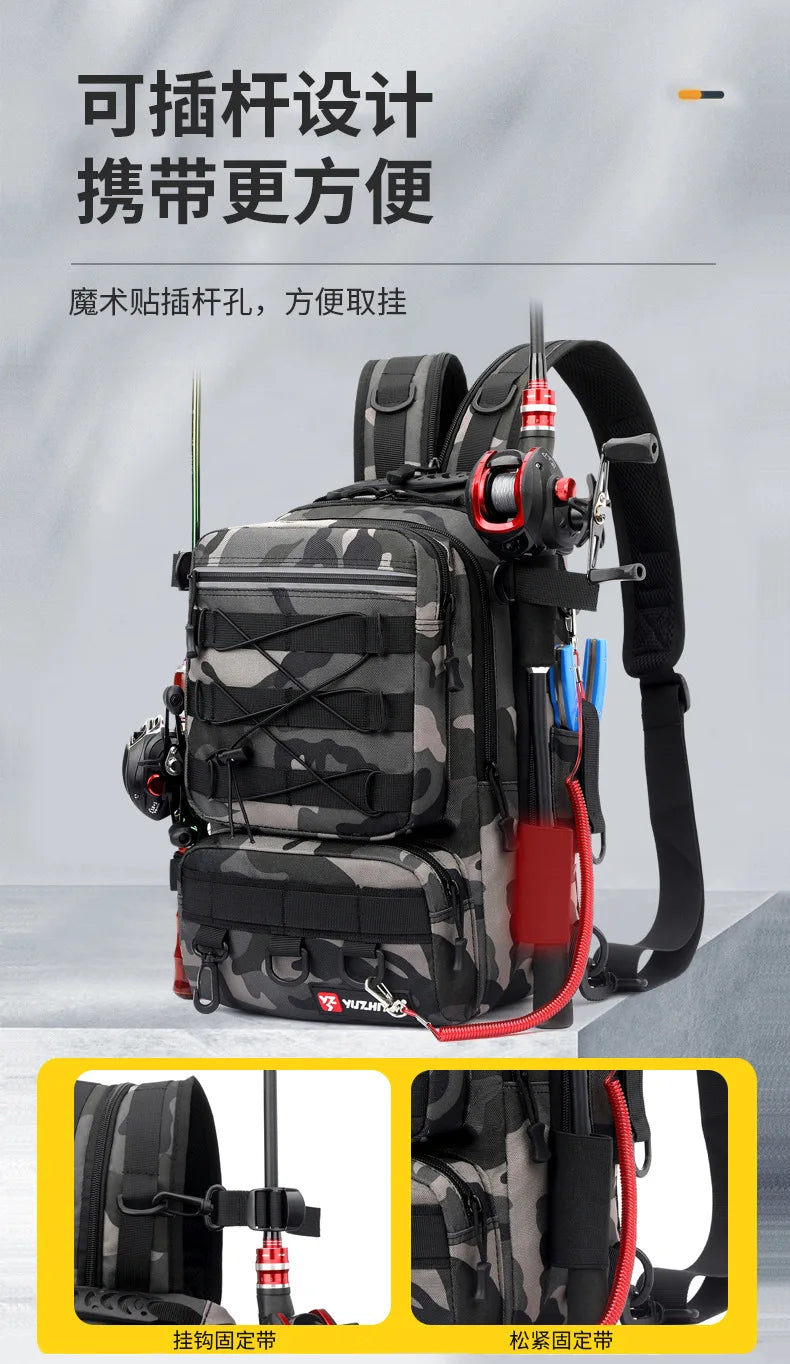 Luya Bag Double Shoulder Single Shoulder Back Waterproof Multi-functional Fishing Outdoor Equipment Fishing Gear Bag